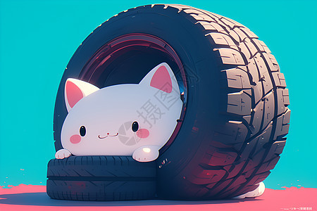 轮胎里的猫咪图片