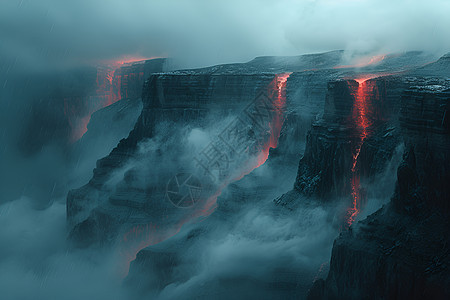 雾气朦胧的悬崖图片