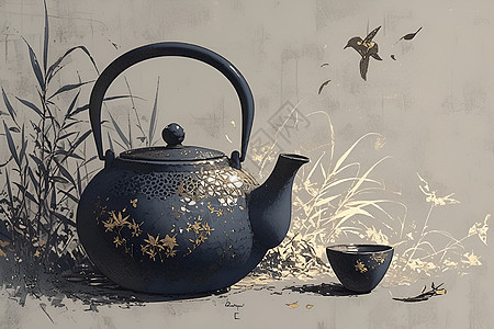 茶壶上的精美花纹图片