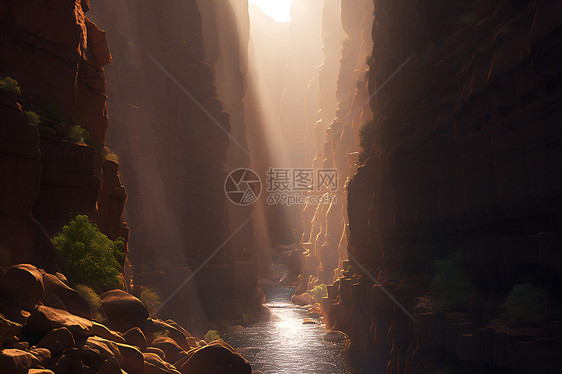 阳光照射下的峡谷图片
