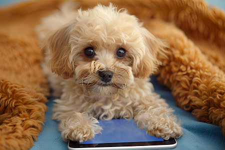 宠物狗与平板电脑图片