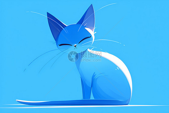 坐着的蓝色猫咪图片