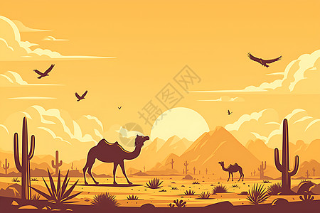 沙漠宁静骆驼图片