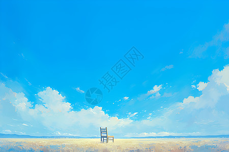 宁静之境蓝天下的木制椅子图片