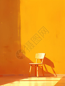 黄色背景上的木椅图片