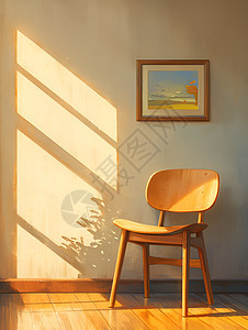 阳光照耀下木质椅子图片