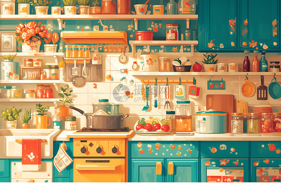 厨房的动画世界图片