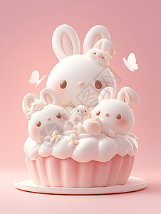 可爱的小兔子蛋糕图片