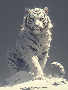 坐着的白虎图片