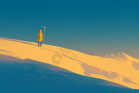 雪坡上的旅人图片