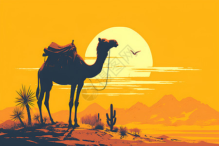 黄昏的沙漠背景图片