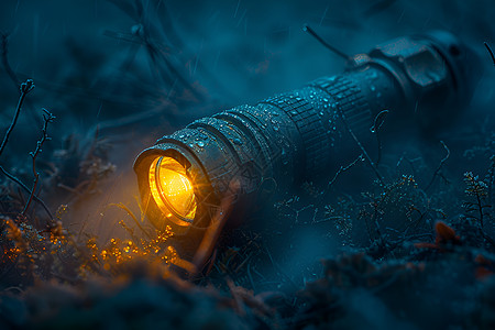 防水手电筒黑暗中的手电筒光线设计图片