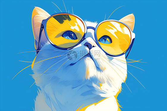 戴太阳镜的小猫图片