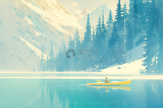 湖中的孤舟图片