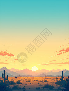 沙漠的落日风光图片