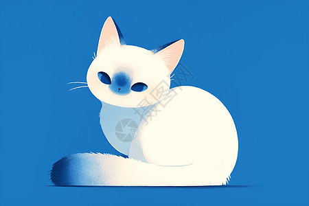 一只蓝鼻子白猫图片