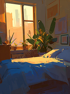 柔和光影烘托的卧室景色图片