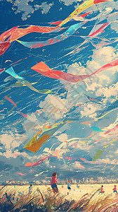飞在空中的风筝图片