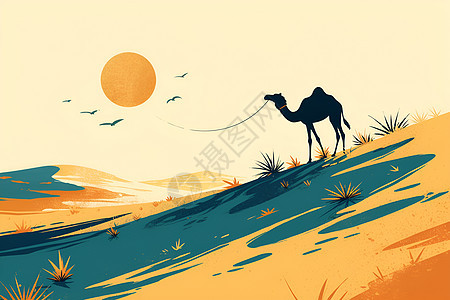 骆驼上的鸟背景图片