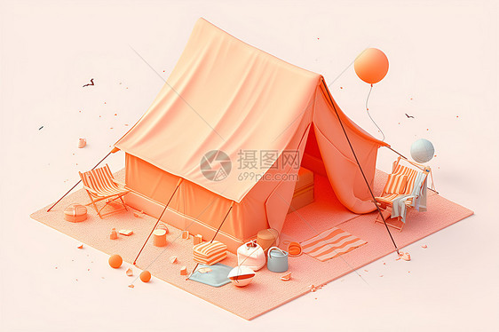 梦幻的粉色帐篷图片