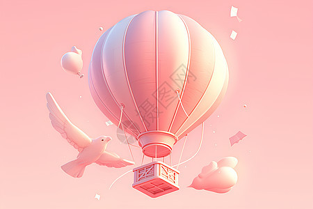 卡通的粉色热气球图片