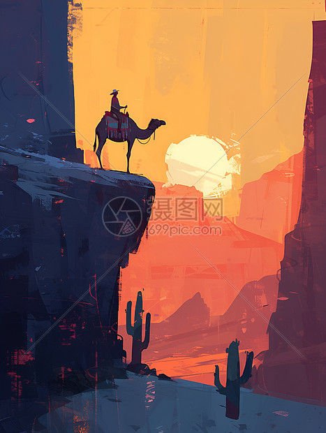 悬崖上的骆驼图片