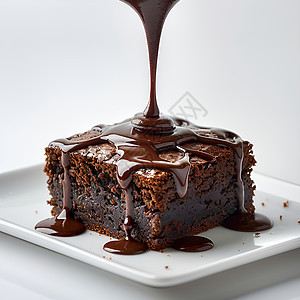 浇上巧克力的蛋糕图片
