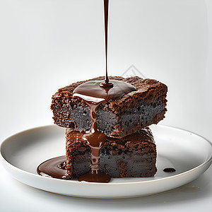 碟子里的巧克力蛋糕图片
