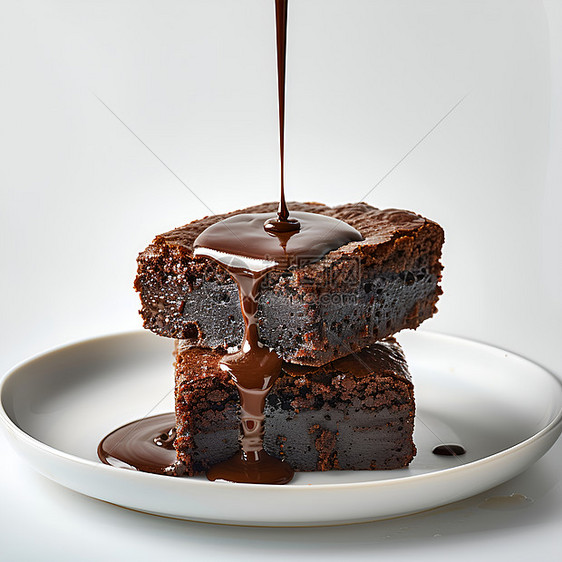 碟子里的巧克力蛋糕图片