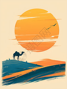 沙漠里孤独的骆驼图片