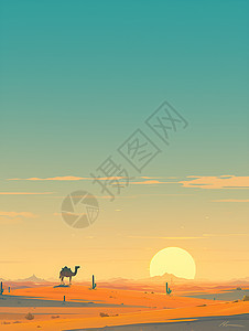 宁静沙漠里的骆驼图片