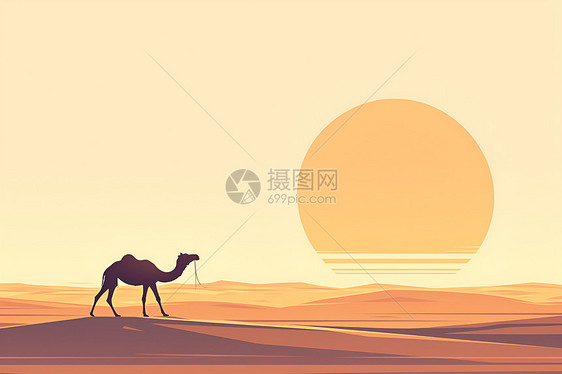 黄昏沙漠的徘徊者图片