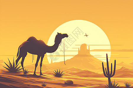 沙漠幻境平面骆驼插图图片