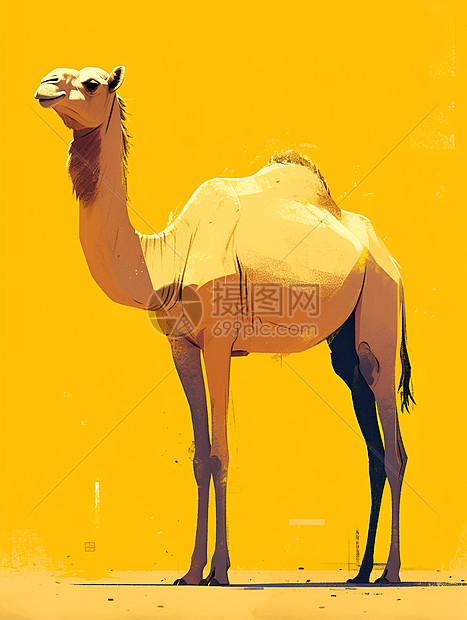 沙漠之美简约骆驼插画图片