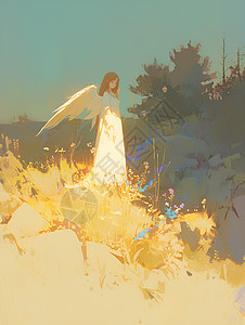 天使在宁静场景中图片