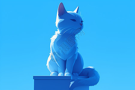 纯色背景上的蓝色猫咪图片