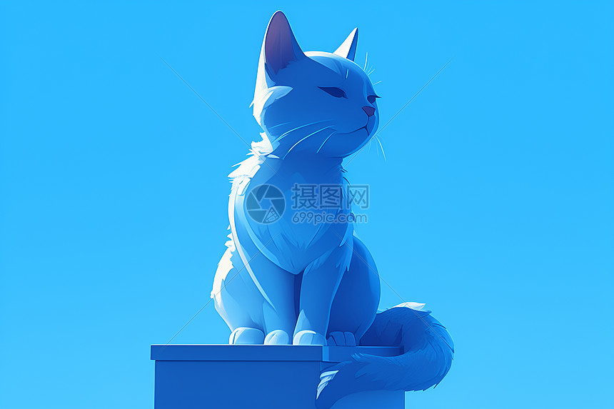 纯色背景上的蓝色猫咪图片