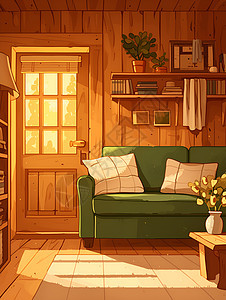 温馨木屋内的家具图片