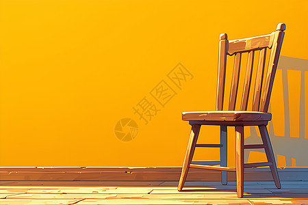 黄色背景中的木椅图片