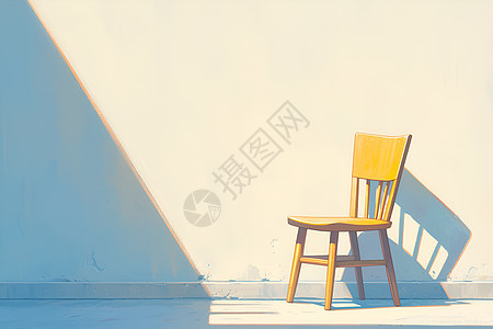 阳光照耀的一把木椅图片