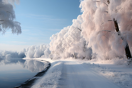 冬至雪景冰雪雾凇背景