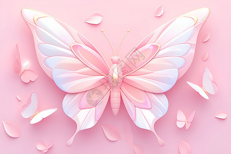 粉色蝴蝶翼状图标图片