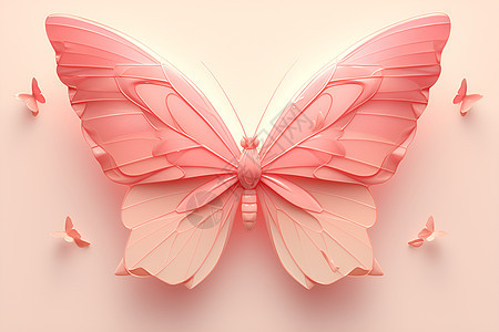 粉色粘土材质制成的蝴蝶图片