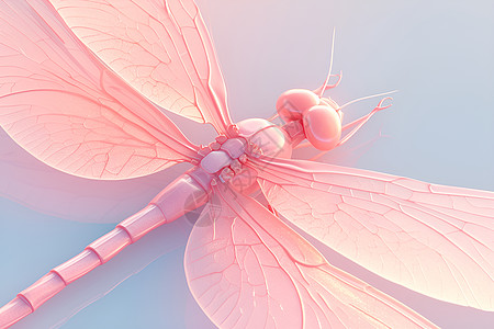 粉色粘土材质的蜻蜓背景图片
