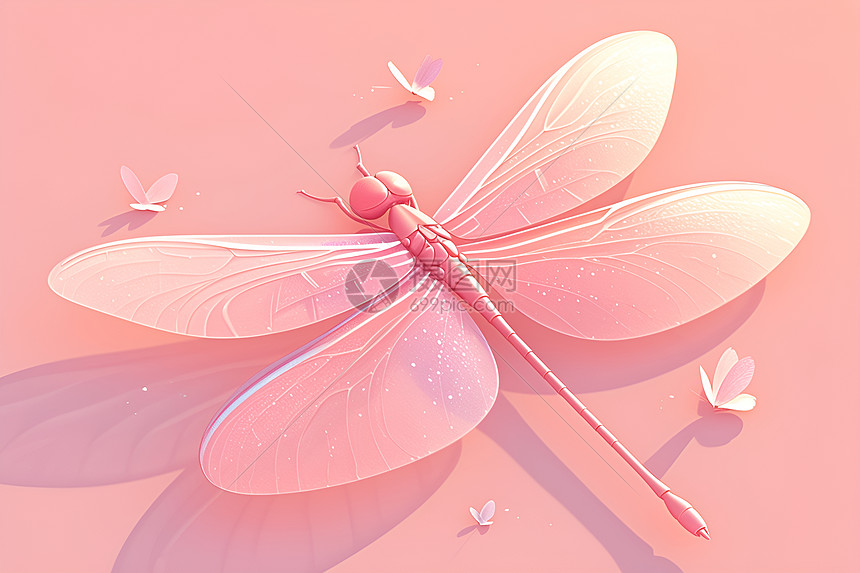 鲜艳的粉色蜻蜓图片
