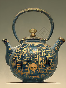 中式元素点缀的茶壶背景图片
