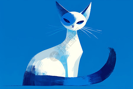 猫咪和蓝色背景图片