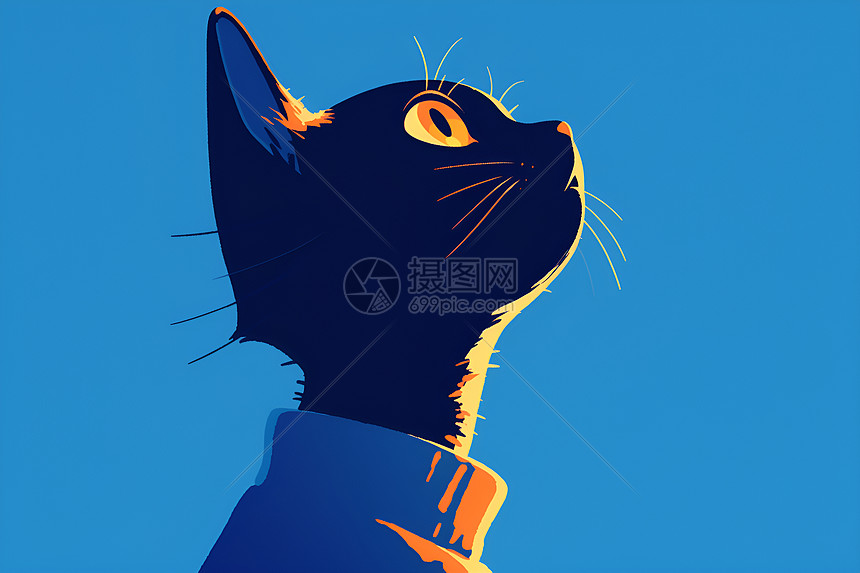 极简猫咪插画图片