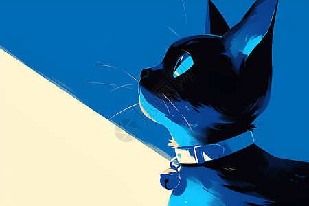 蓝色猫咪的轮廓图片