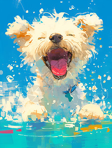 欢乐的狗狗游泳图片